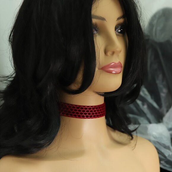 Red Maroon Choker Texture Velvet Adjustable Necklace red Chokers (#62) - Picture 8 of 8